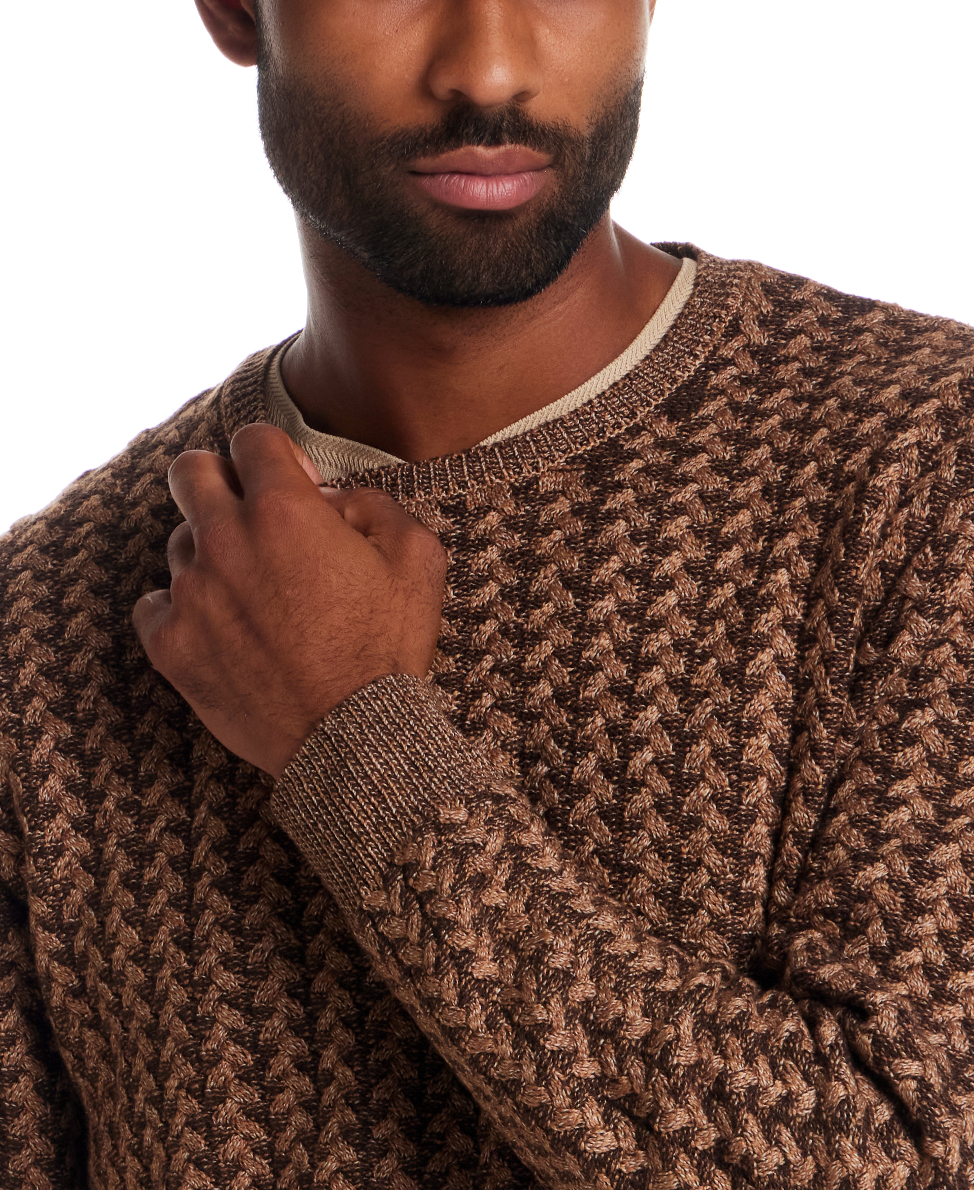 Braided Crewneck Sweater in Vicuna