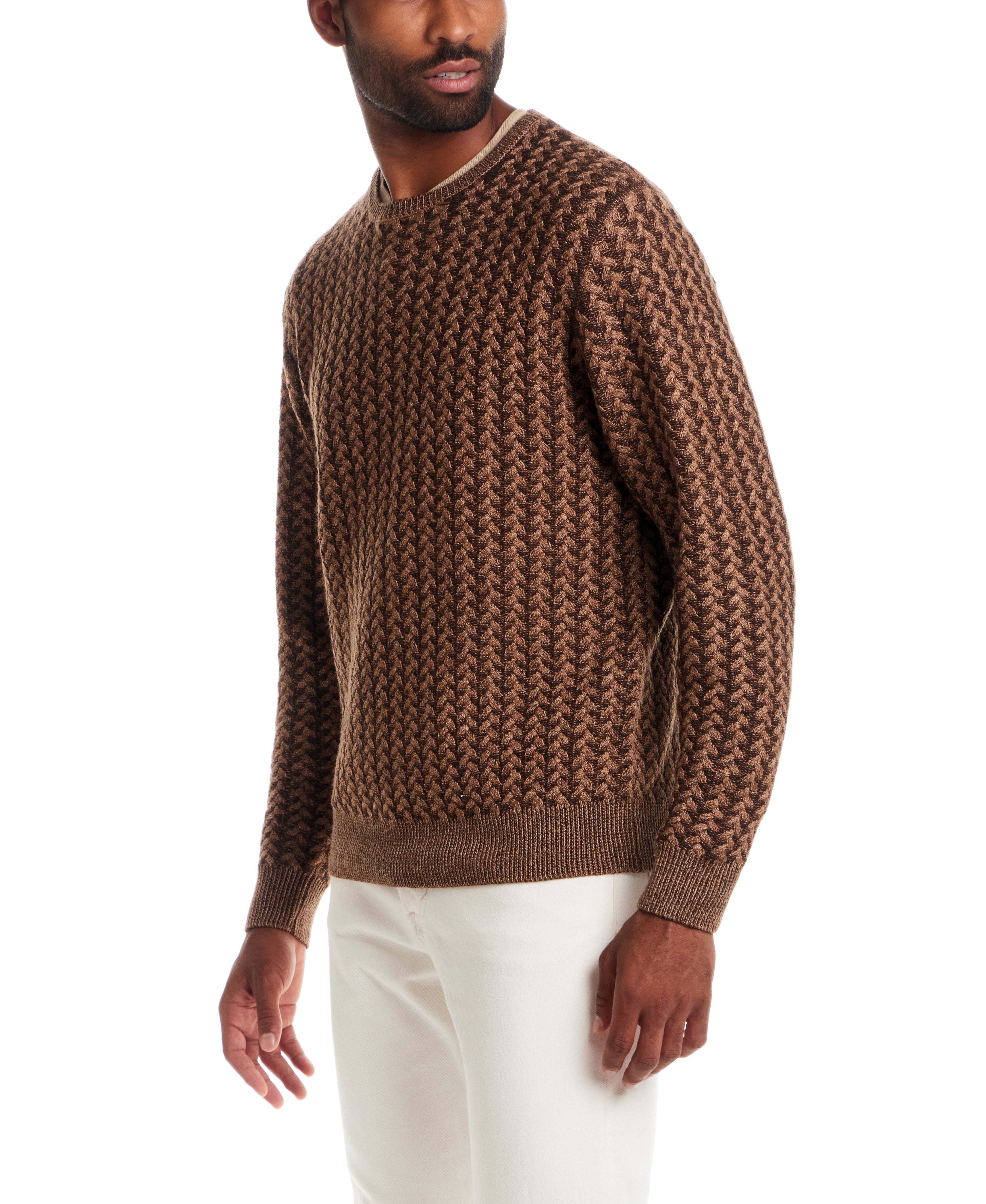 Braided Crewneck Sweater in Vicuna