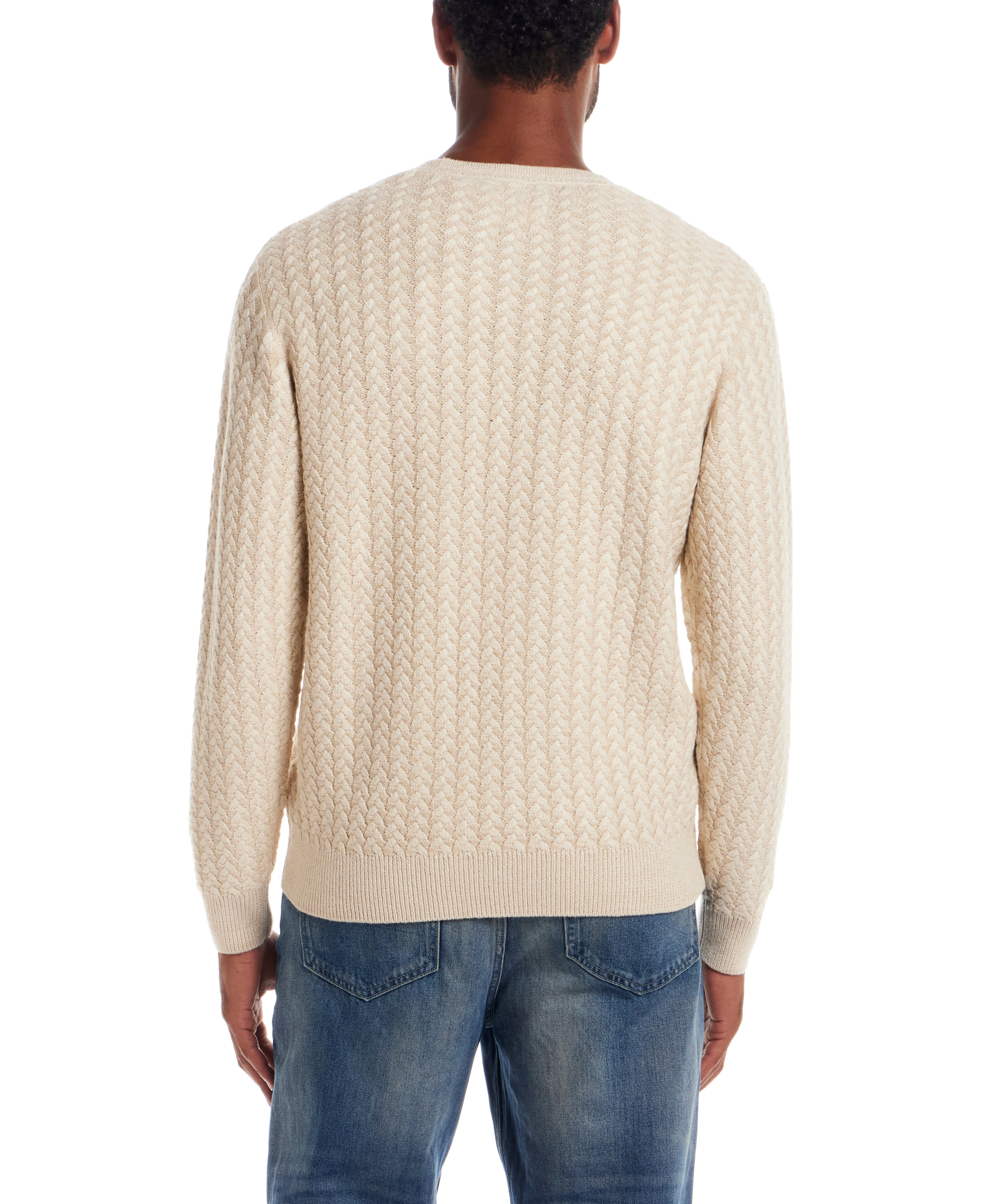 Braided Crewneck Sweater in Whitecap