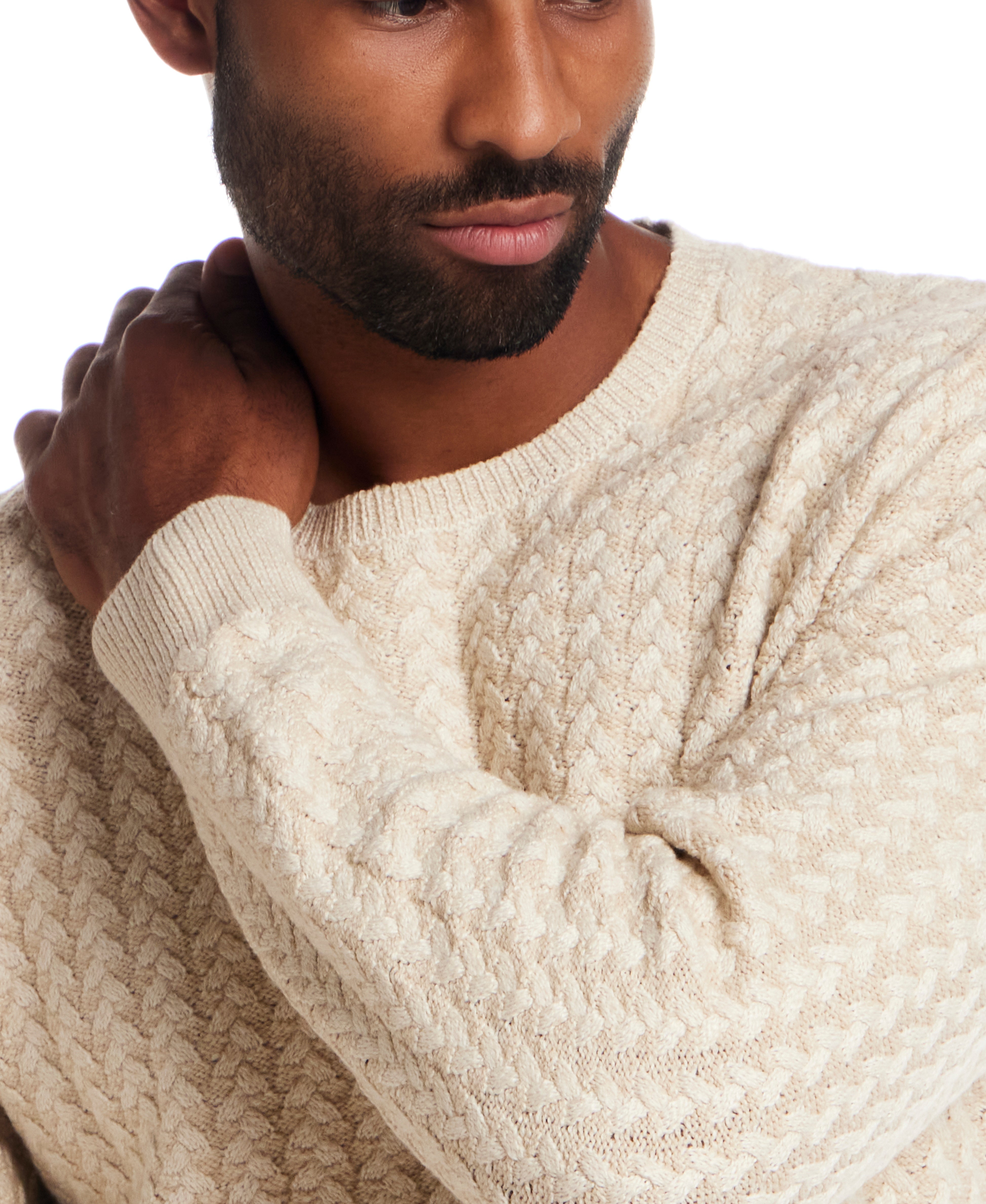 Braided Crewneck Sweater in Whitecap