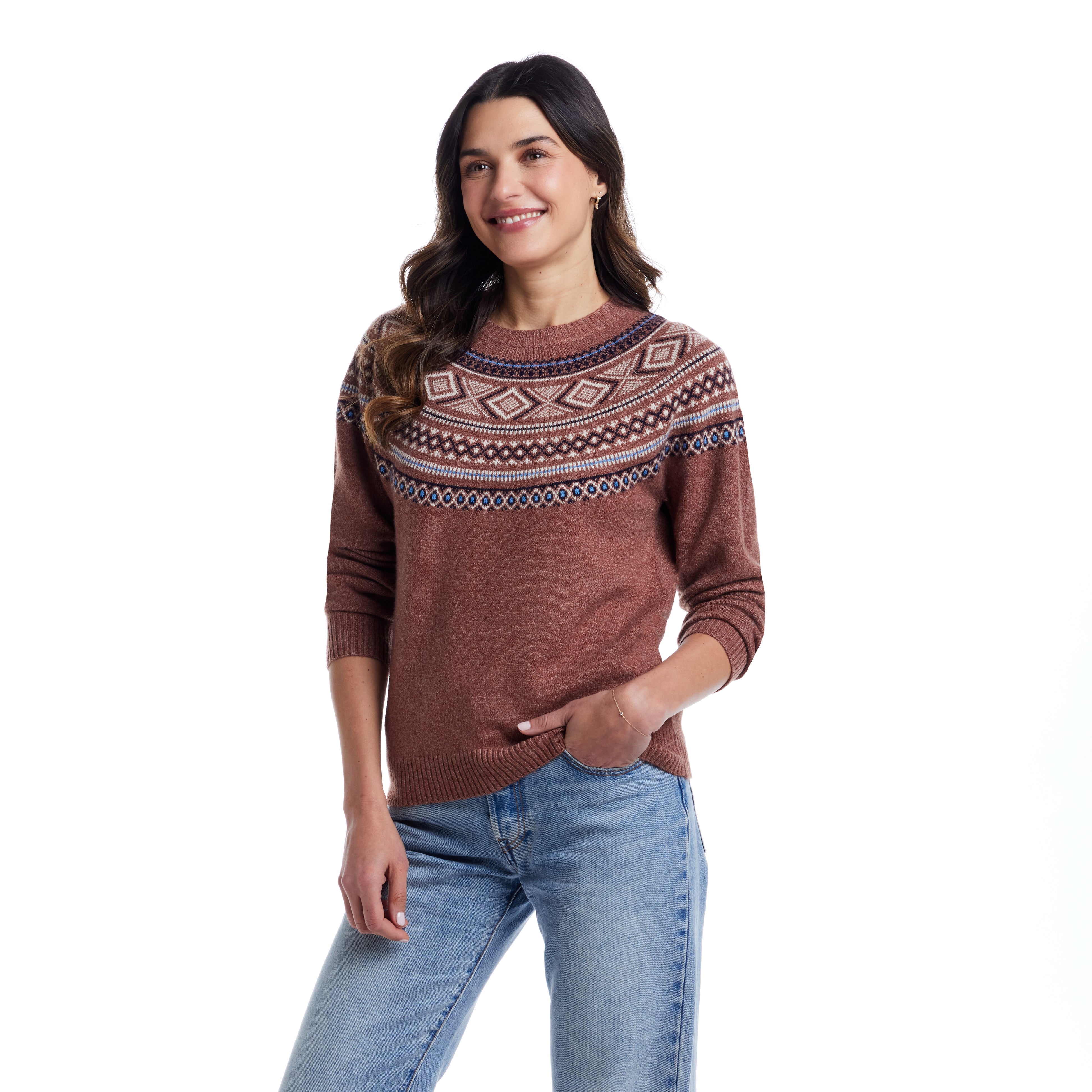 Women's Fair Isle Sweater in Copper