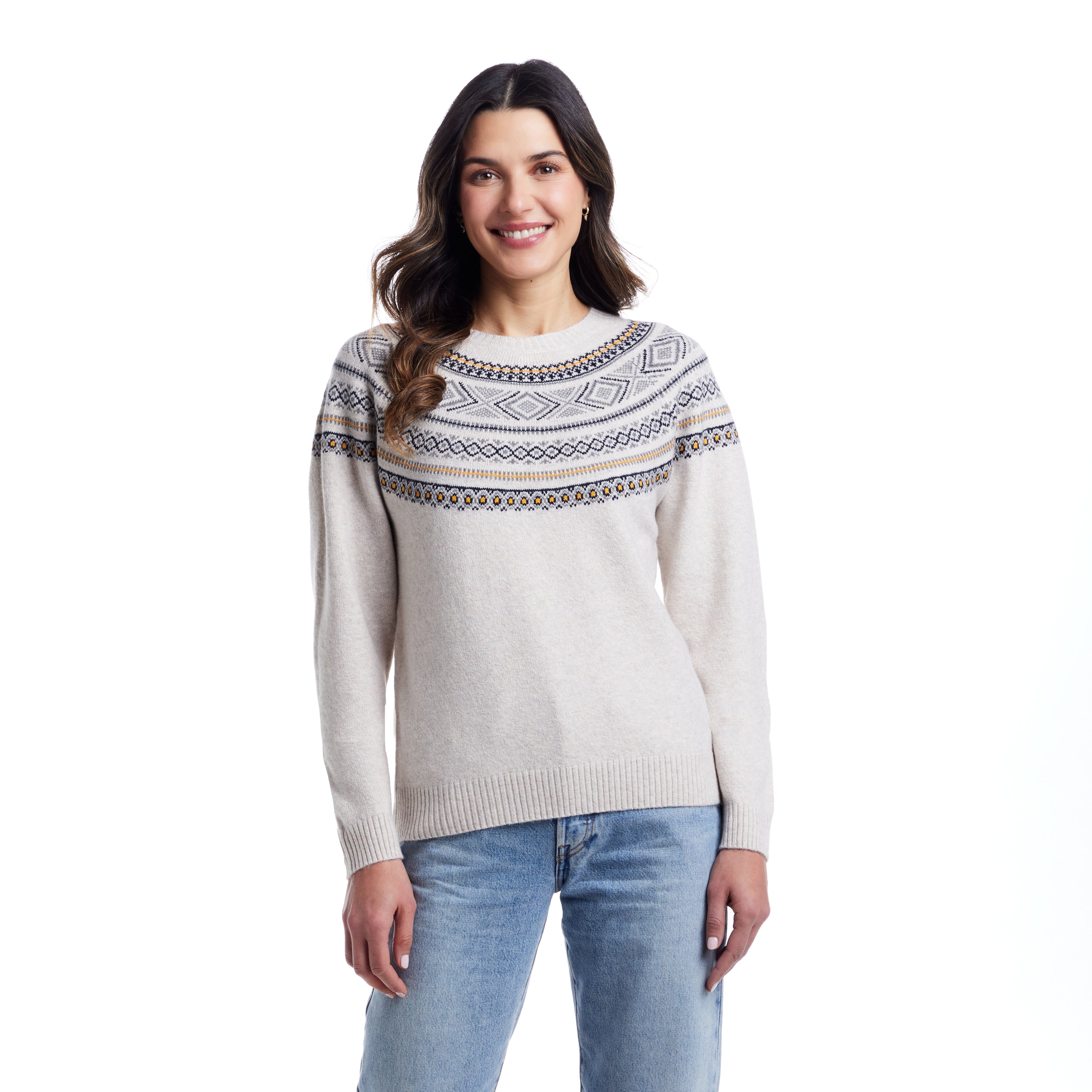 Women's Fair Isle Sweater in Cream