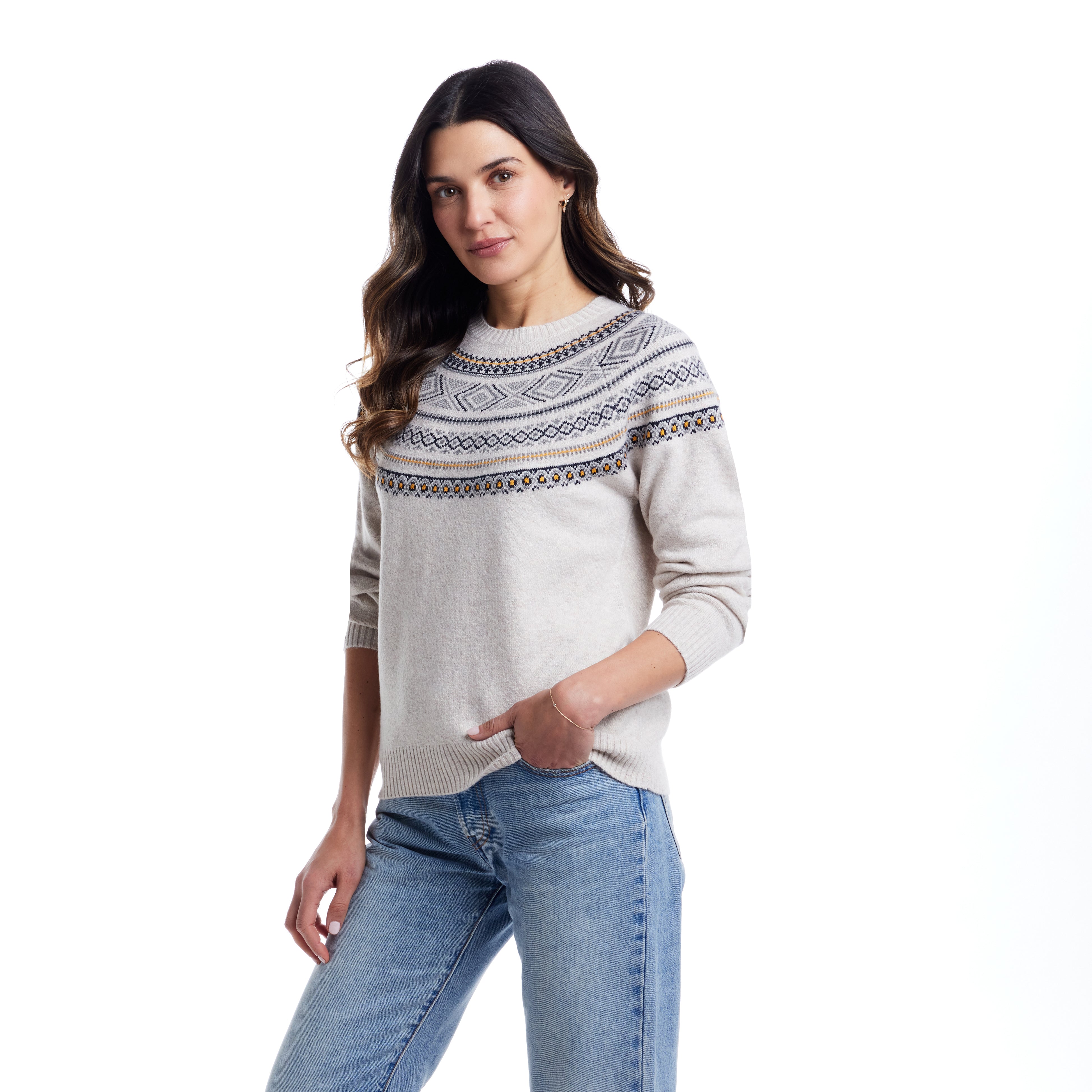 Women's Fair Isle Sweater in Cream