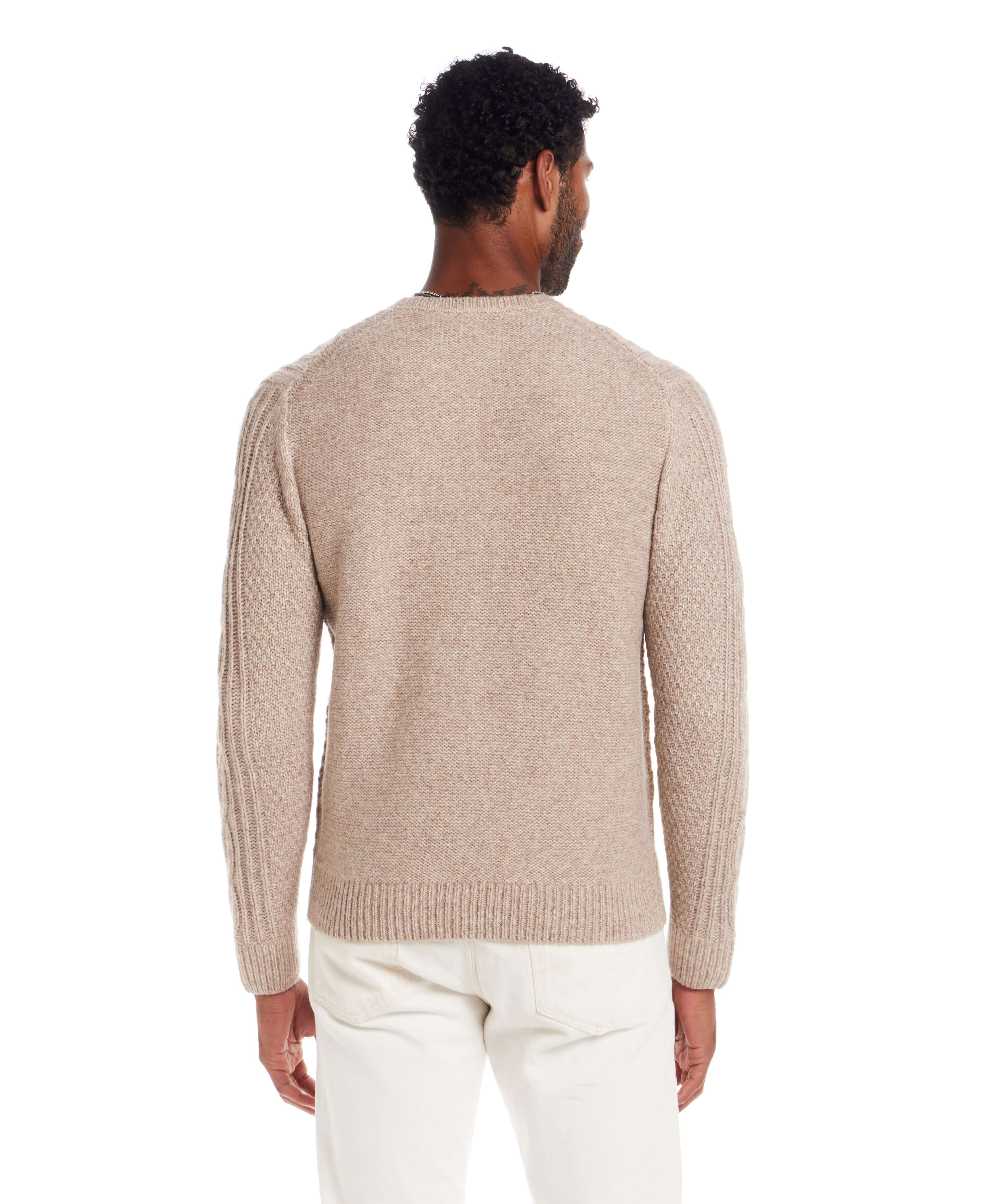 Alpaca Blend Cable Knit Crew in Birch | Weatherproof® Vintage