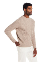 Alpaca Blend Cable Knit Crew in Birch