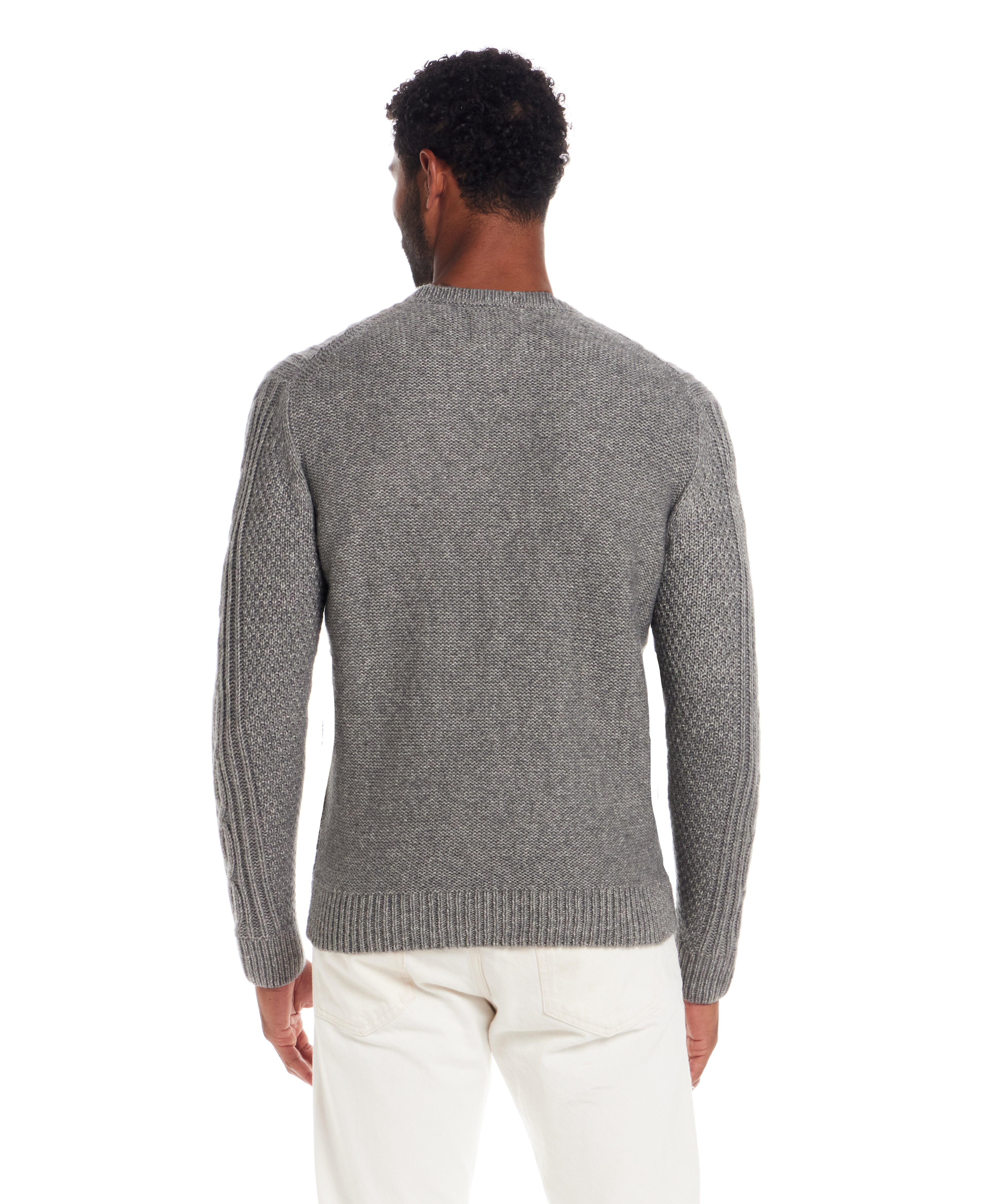Alpaca Blend Cable Knit Crew in Charcoal