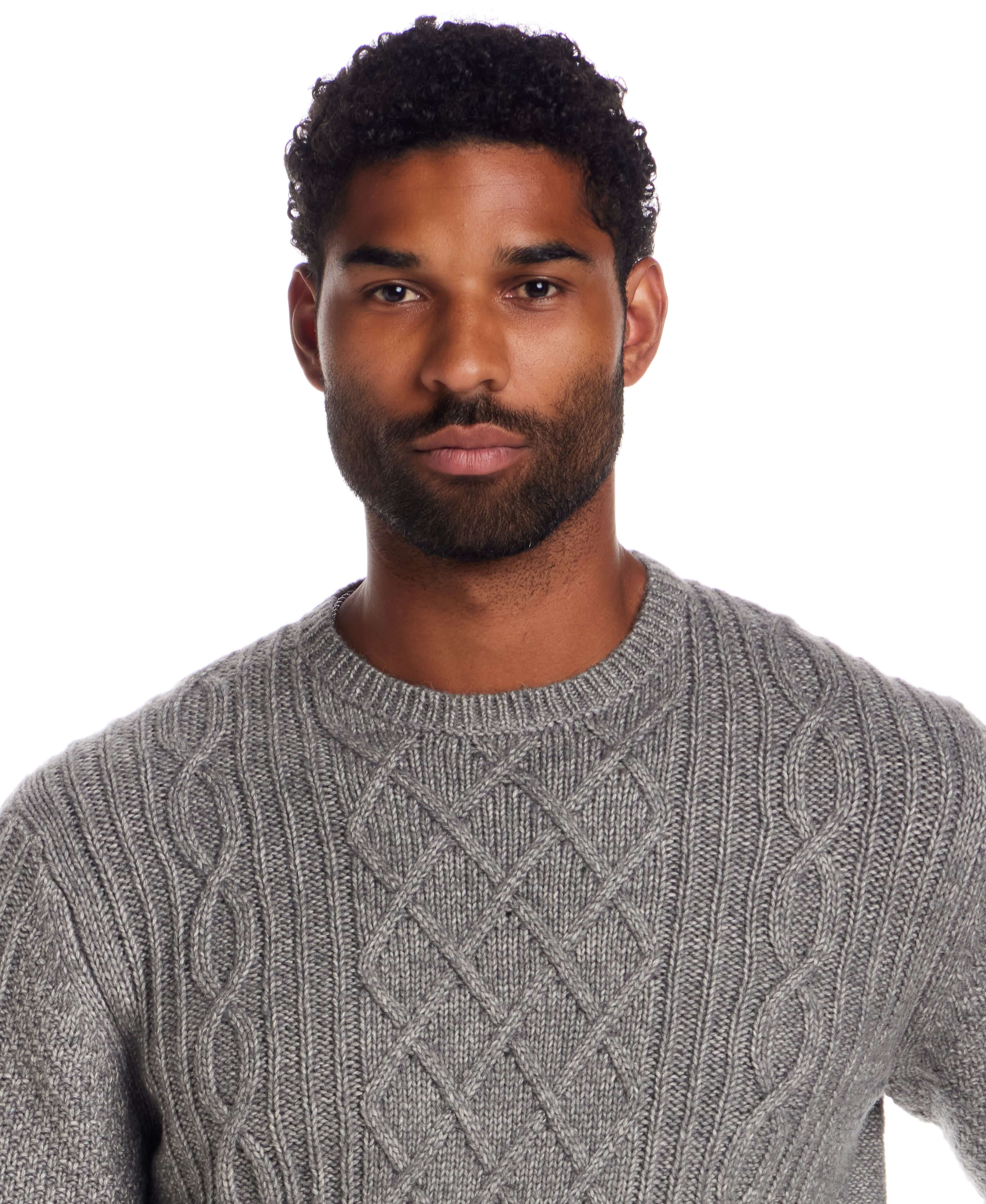 Alpaca Blend Cable Knit Crew in Charcoal | Weatherproof® Vintage