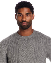 Alpaca Blend Cable Knit Crew in Charcoal
