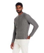 Alpaca Blend Cable Knit Crew in Charcoal