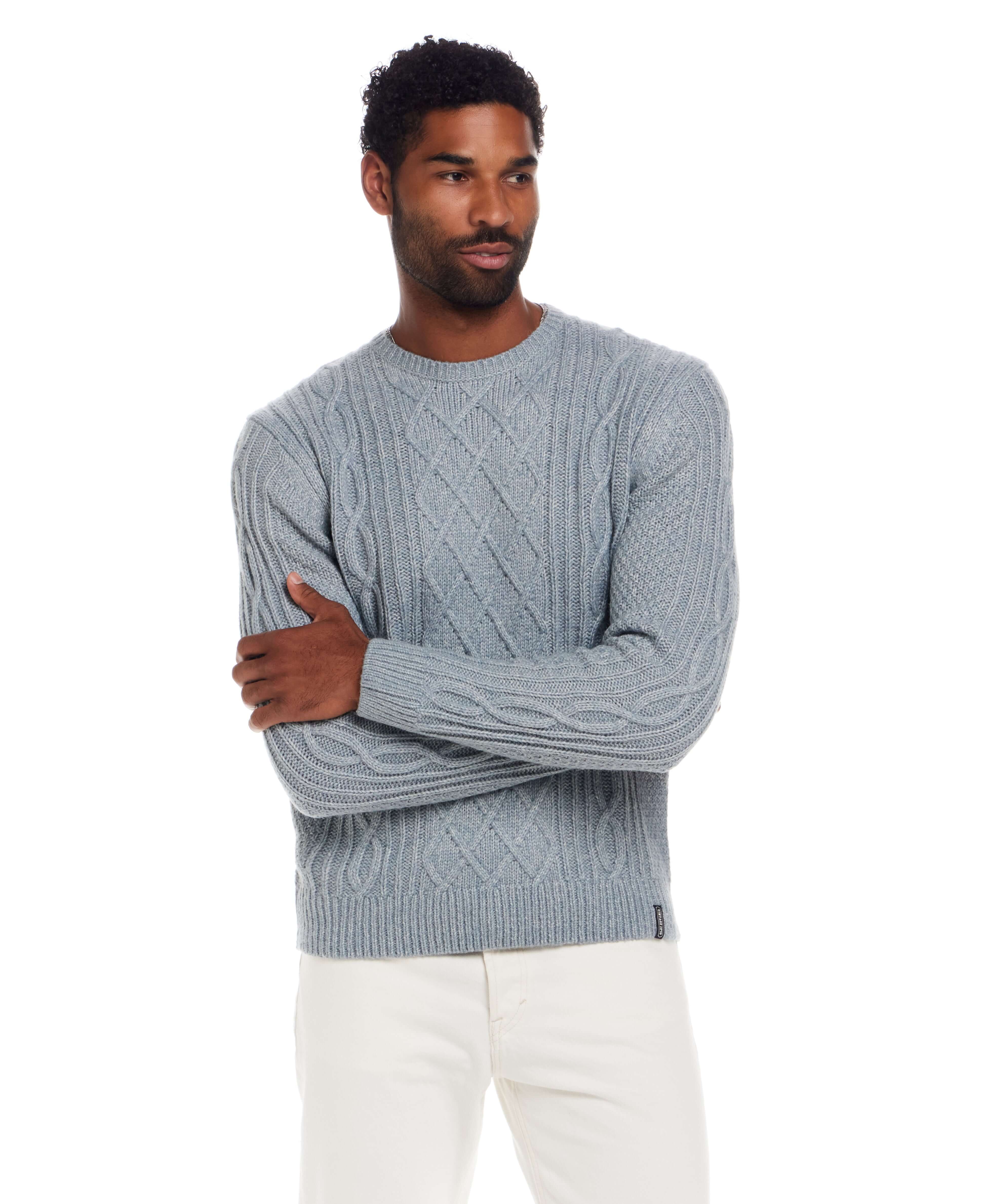 6(ROKU) LIGHT CABLE KNIT/サイズ38 Alpaca Blend Cable Knit Crew in Light Denim | Weatherproof® Vintage
