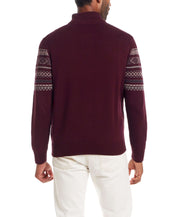 Pinpoint Fair Isle Quarter Zip in Deep Burgundy