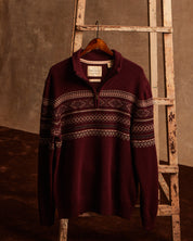 Pinpoint Fair Isle Quarter Zip in Deep Burgundy