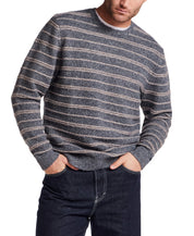 Fuzzy Striped Crew in Denim