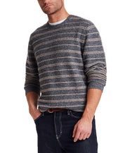 Fuzzy Striped Crew in Denim