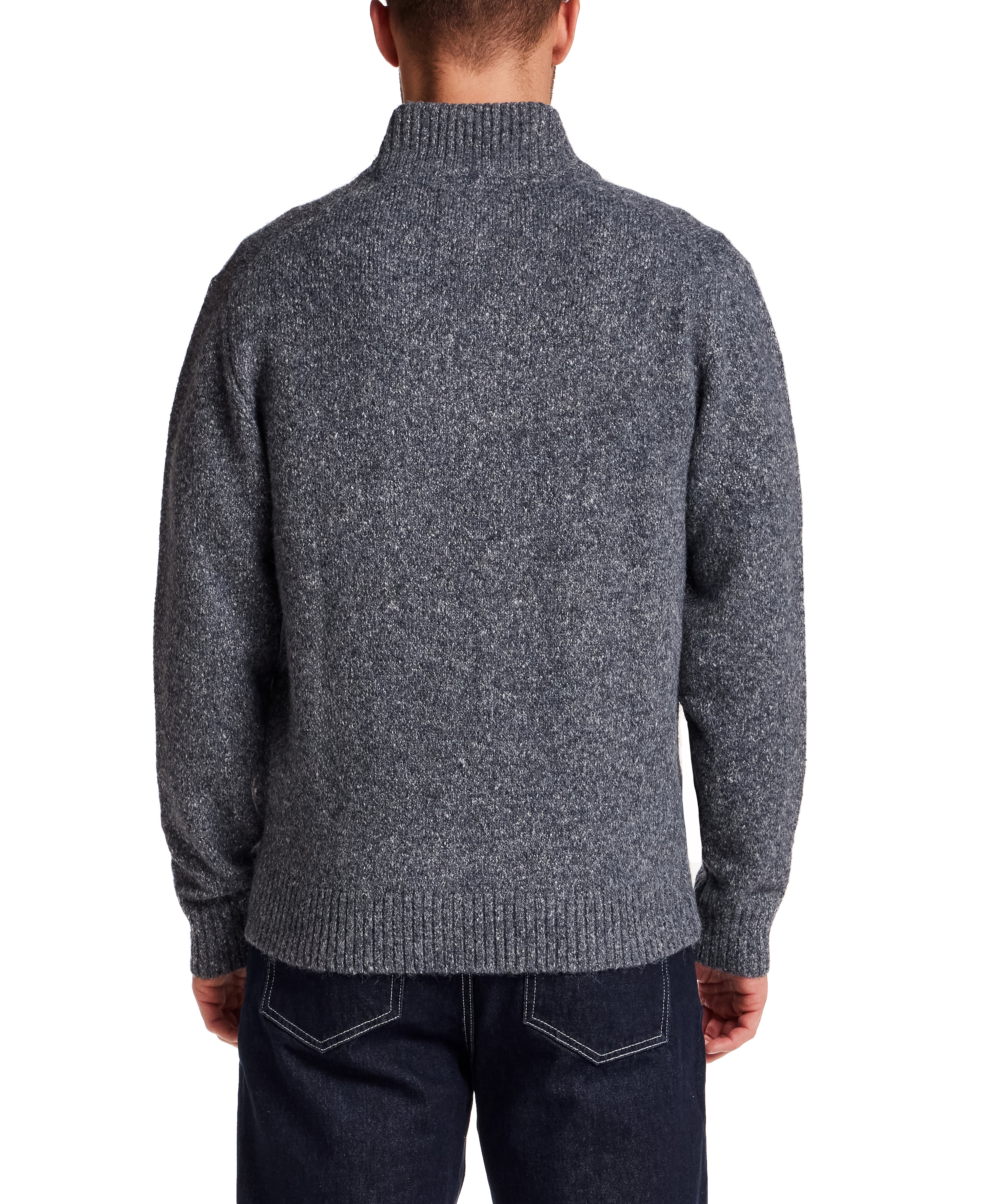Fuzzy Quarter Zip Sweater in Denim