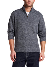 Fuzzy Quarter Zip Sweater in Denim