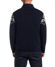 Southwest Quarter Zip Sweater in Dark Navy