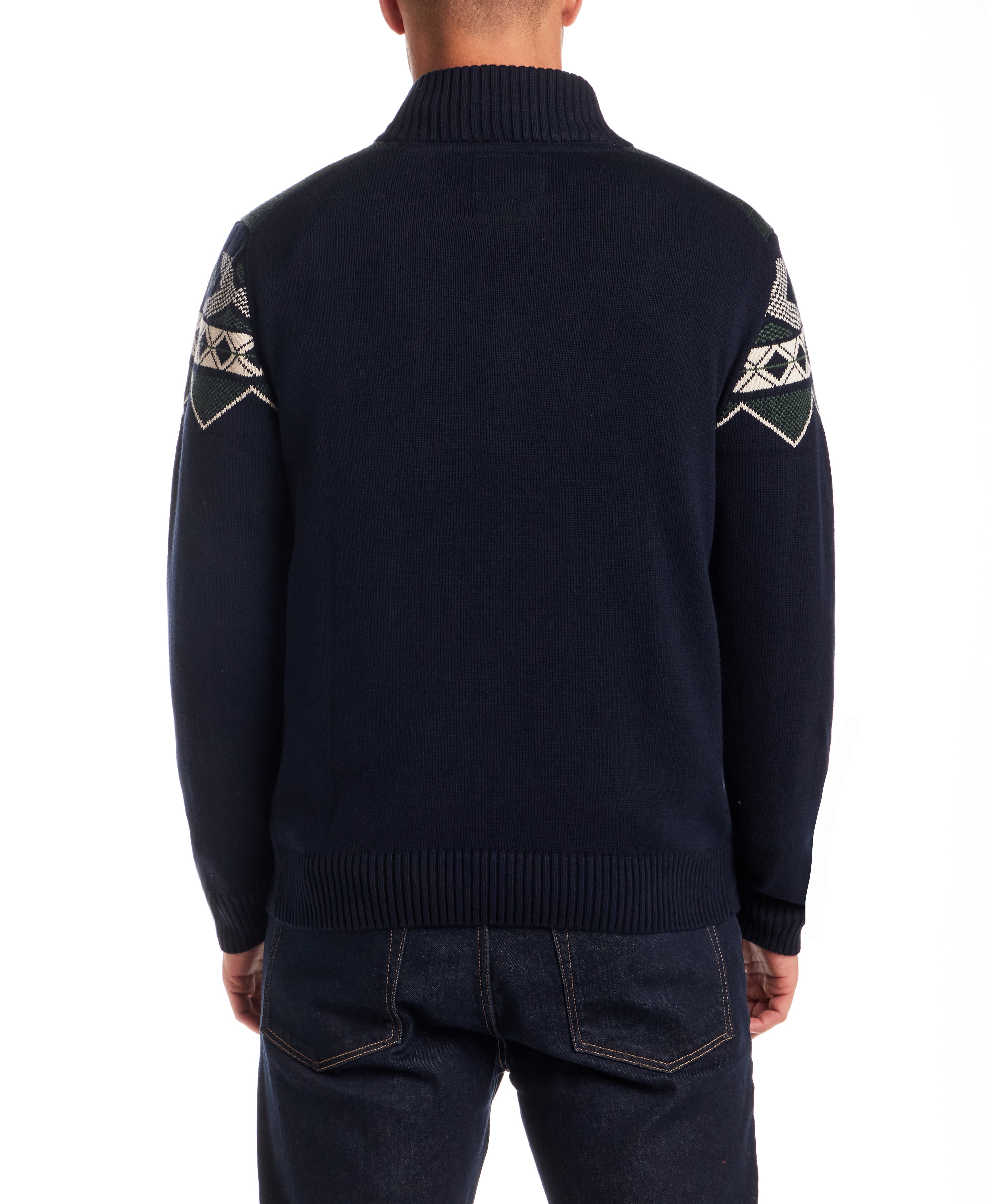 Southwest Quarter Zip Sweater in Dark Navy