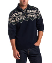 Southwest Quarter Zip Sweater in Dark Navy