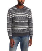 Allover Fair Isle Crew in Smoke Grey Heather