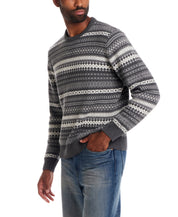 Allover Fair Isle Crew in Smoke Grey Heather