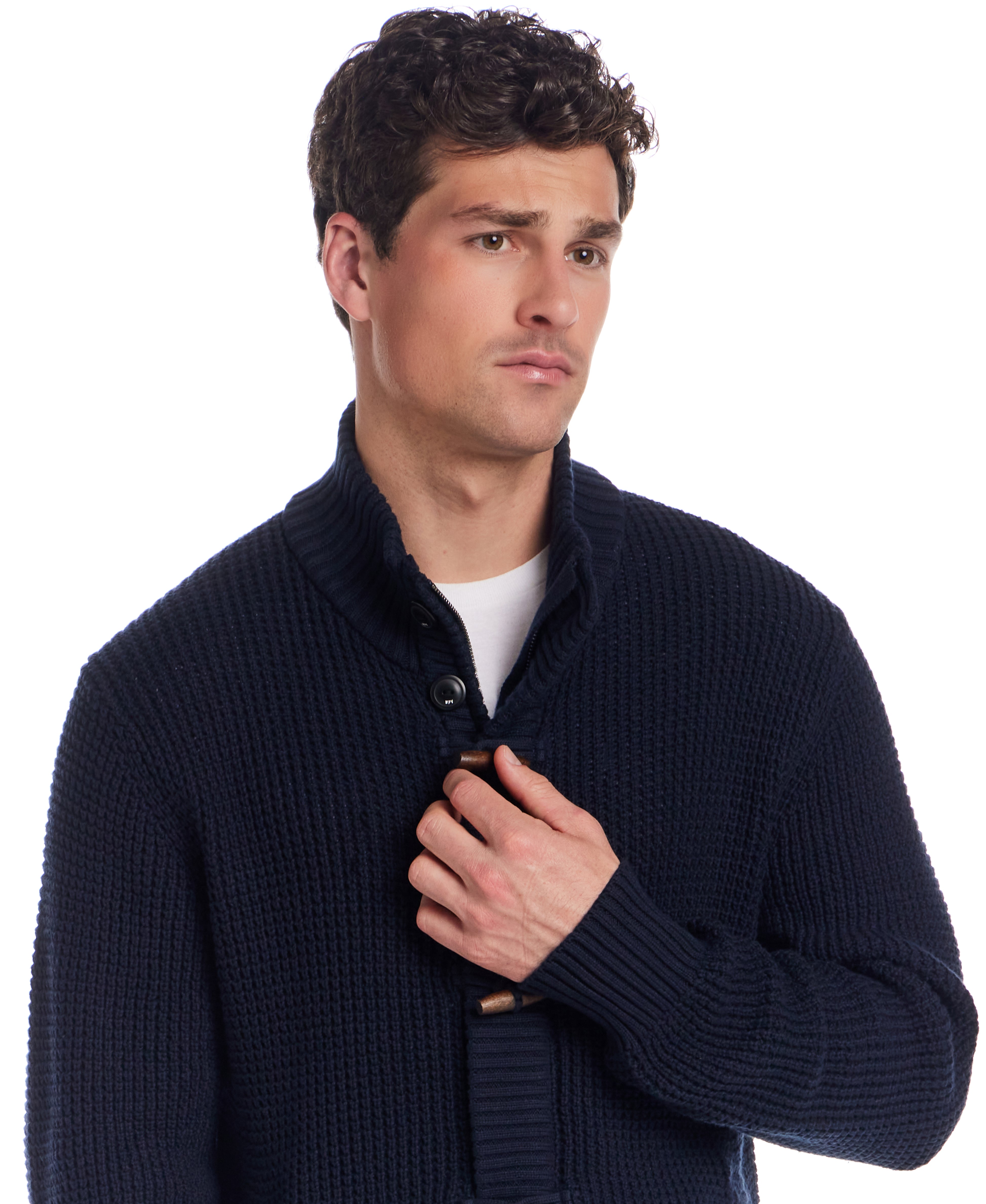 Tuck Stitch Sweater Jacket in New Navy