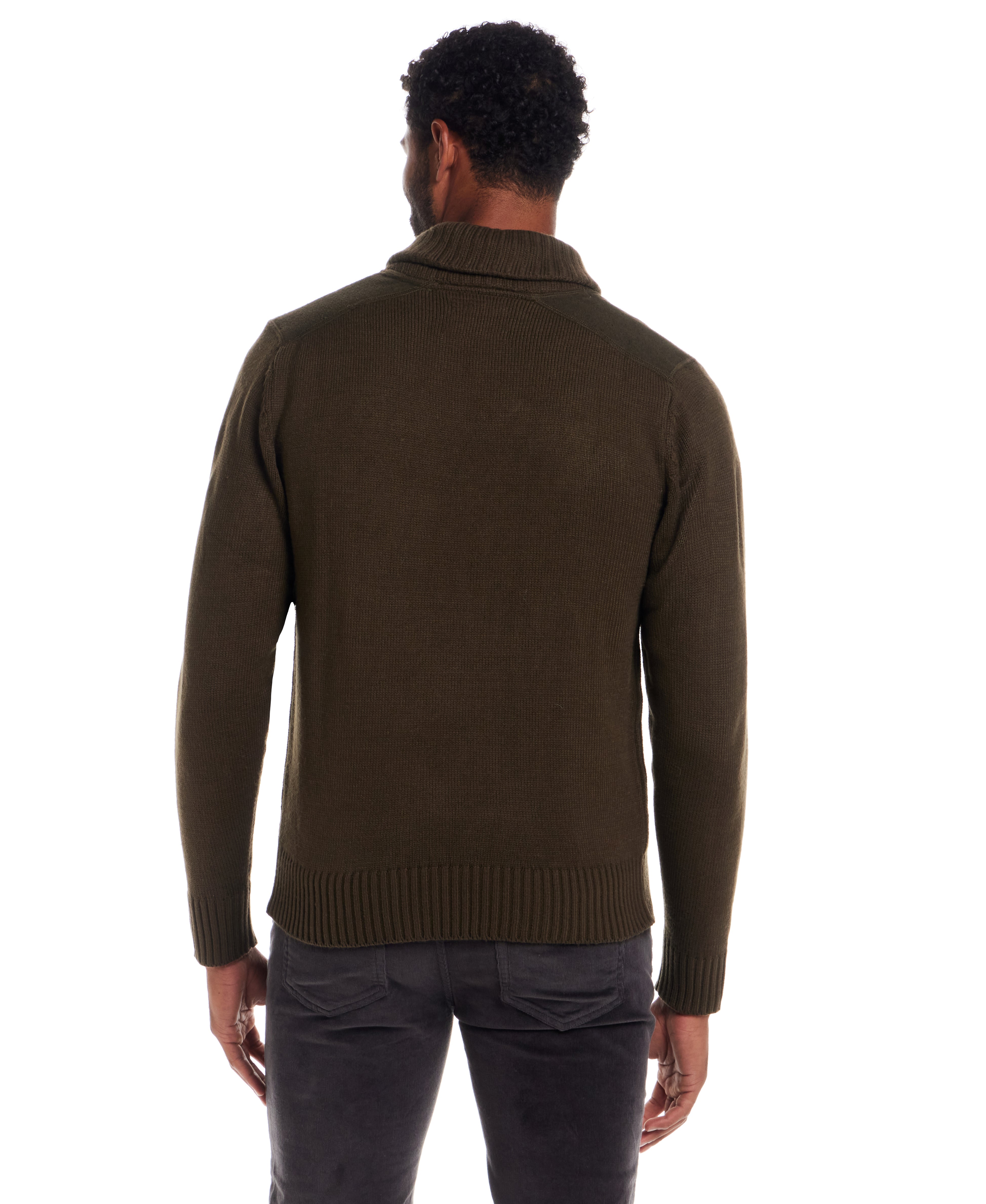 Shawl Collar Toggle Pullover in Military Olive