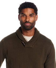 Shawl Collar Toggle Pullover in Military Olive