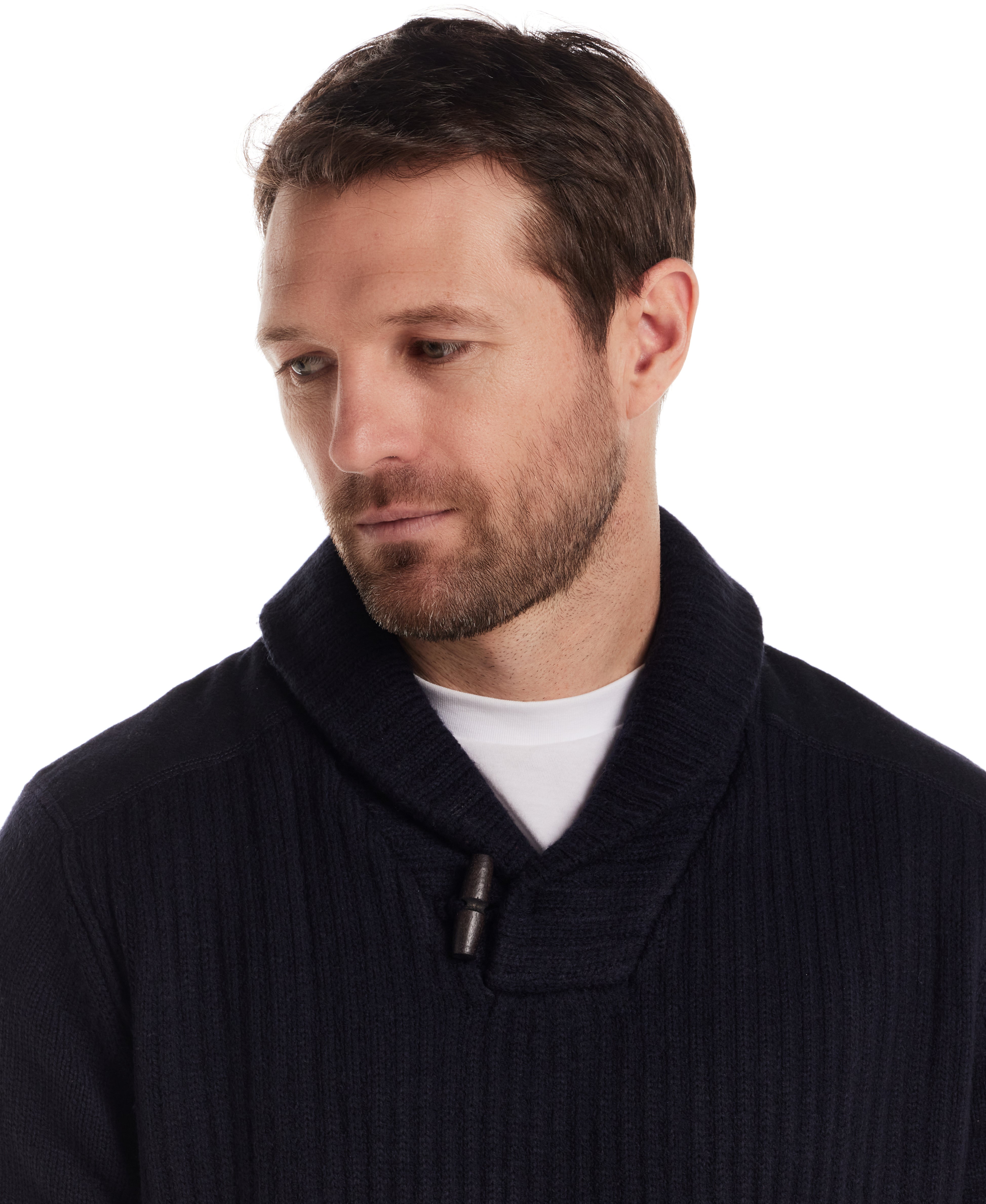 Shawl Collar Toggle Pullover in Navy