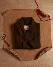 Shawl Collar Toggle Pullover in Military Olive