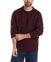 Chevron Crew Neck Sweater in Garnet
