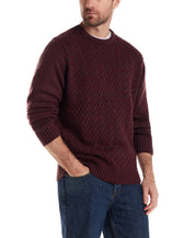 Chevron Crew Neck Sweater in Garnet