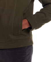Sherpa Lined Canvas Twill Trucker in Dark Olive