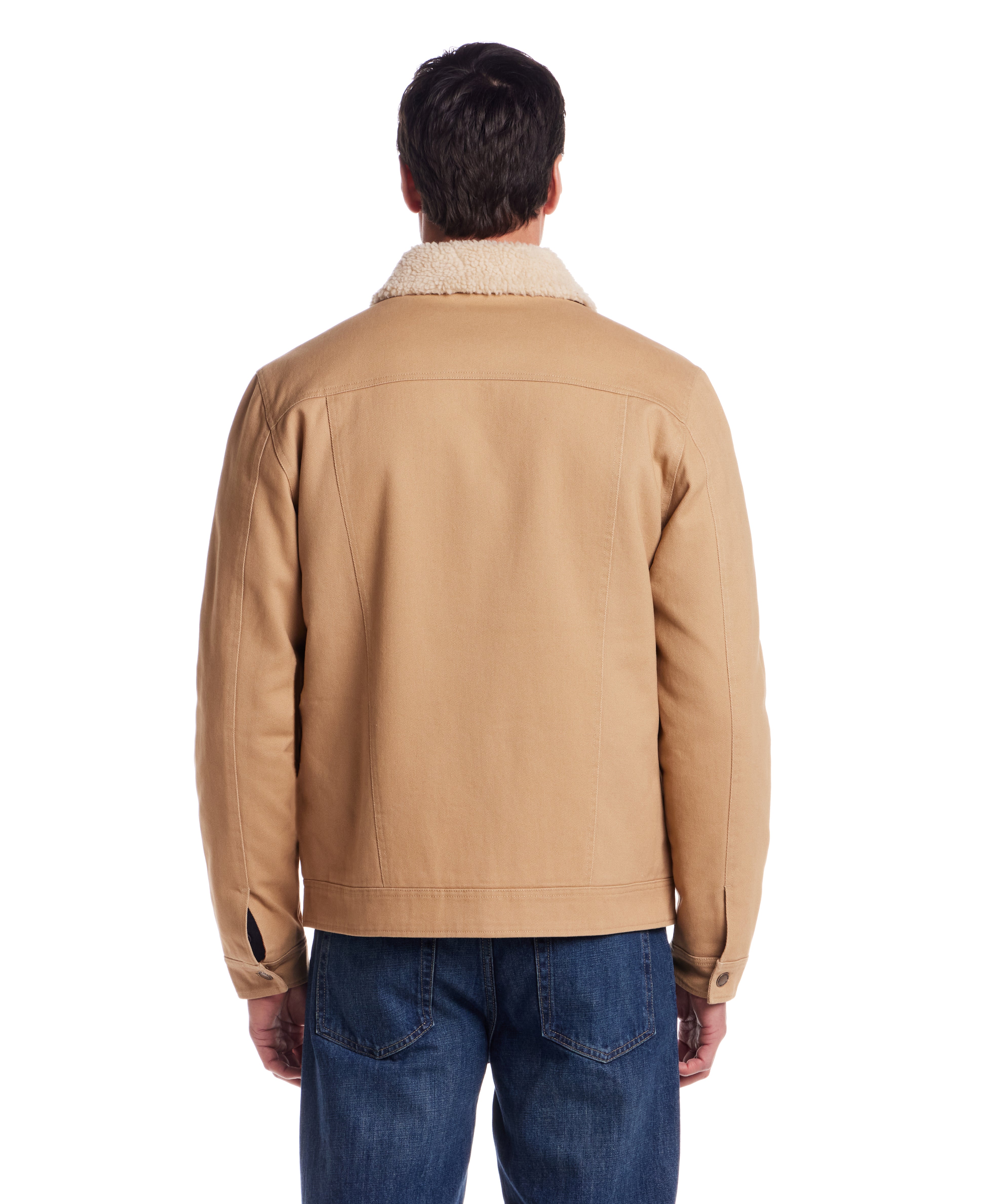 Sherpa Lined Canvas Twill Trucker in White Pepper