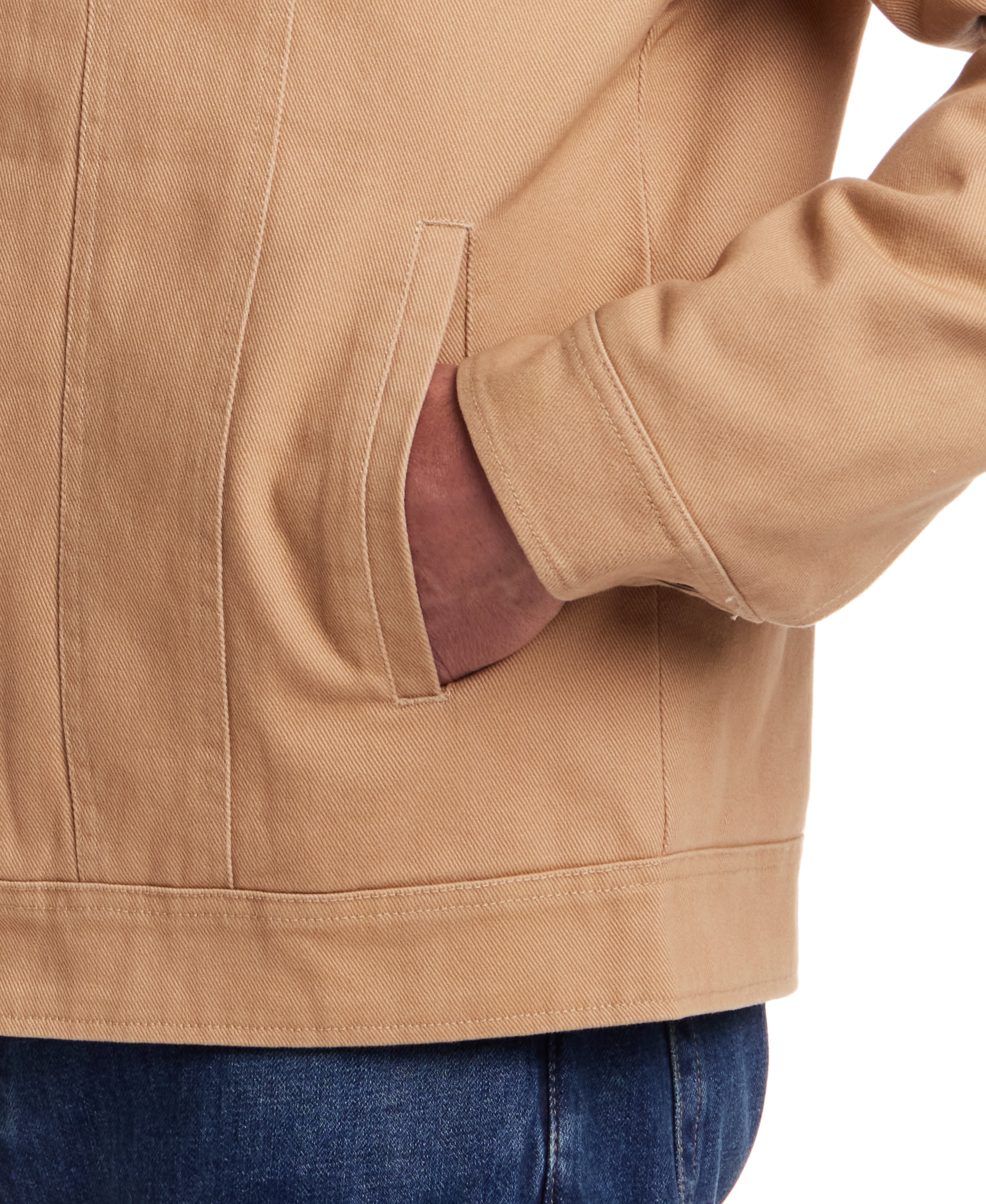 Sherpa Lined Canvas Twill Trucker in White Pepper