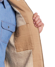 Sherpa Lined Canvas Twill Trucker in White Pepper