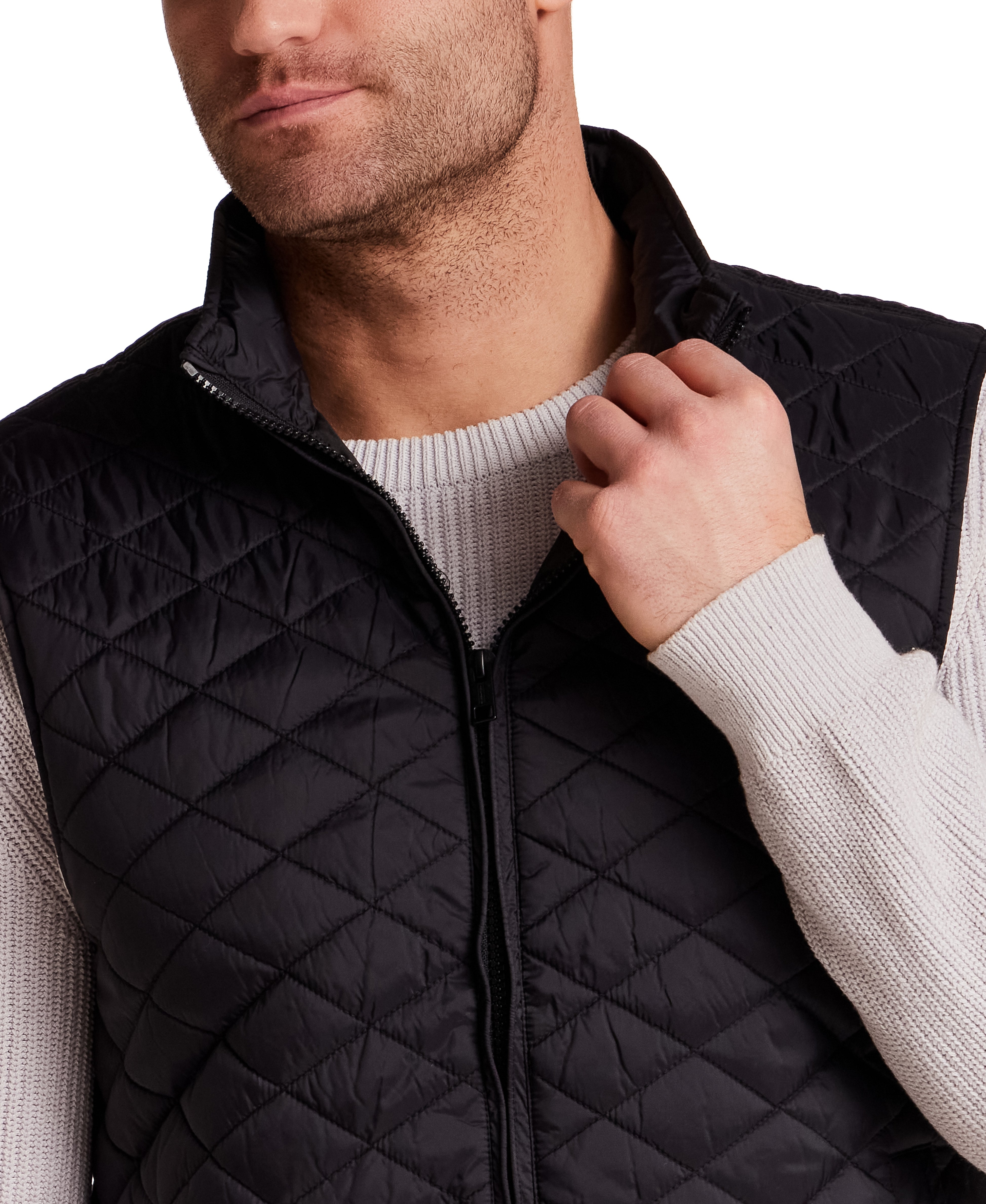 Horizontal Diamond Quilted Vest in Black
