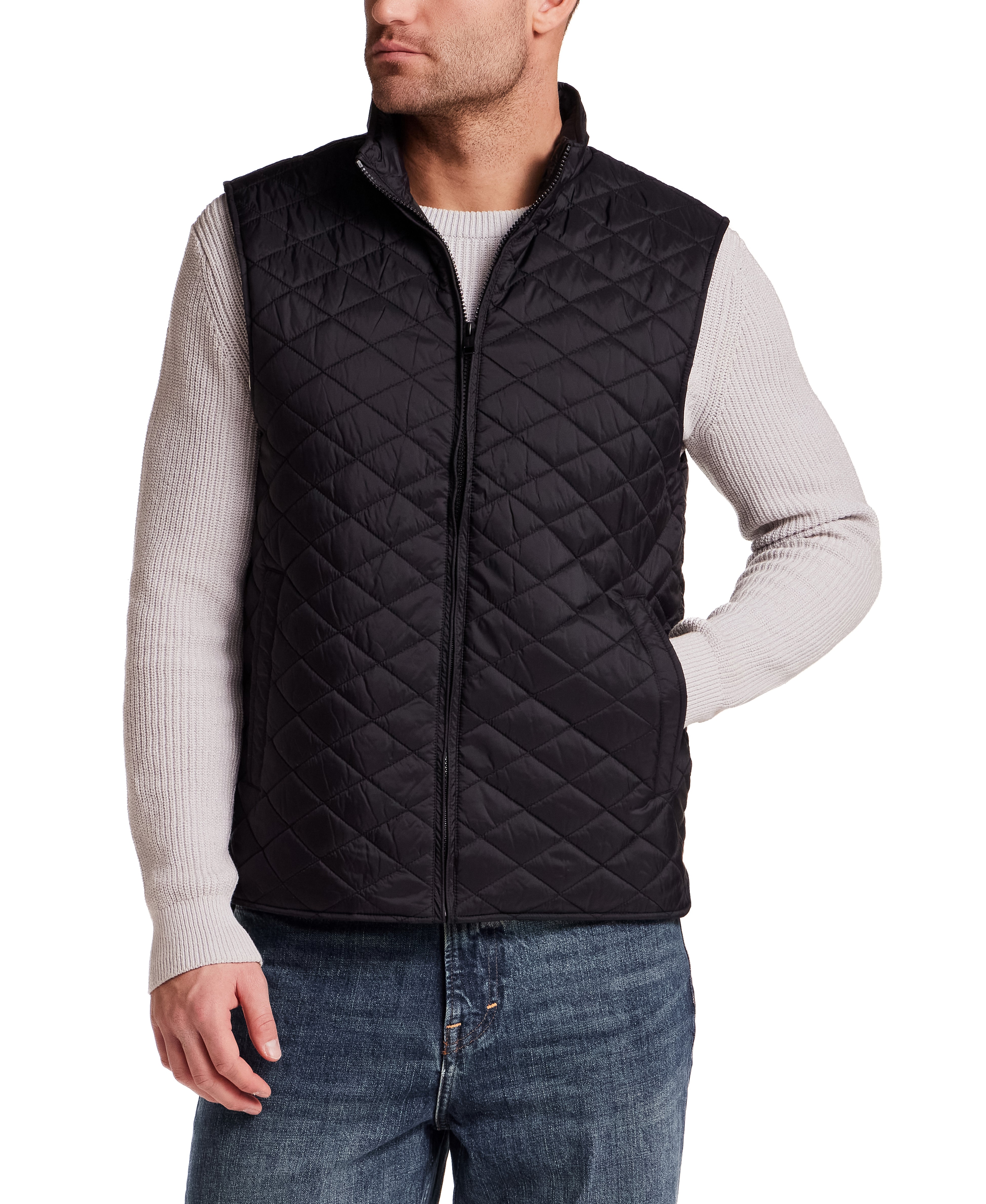 Horizontal Diamond Quilted Vest in Black