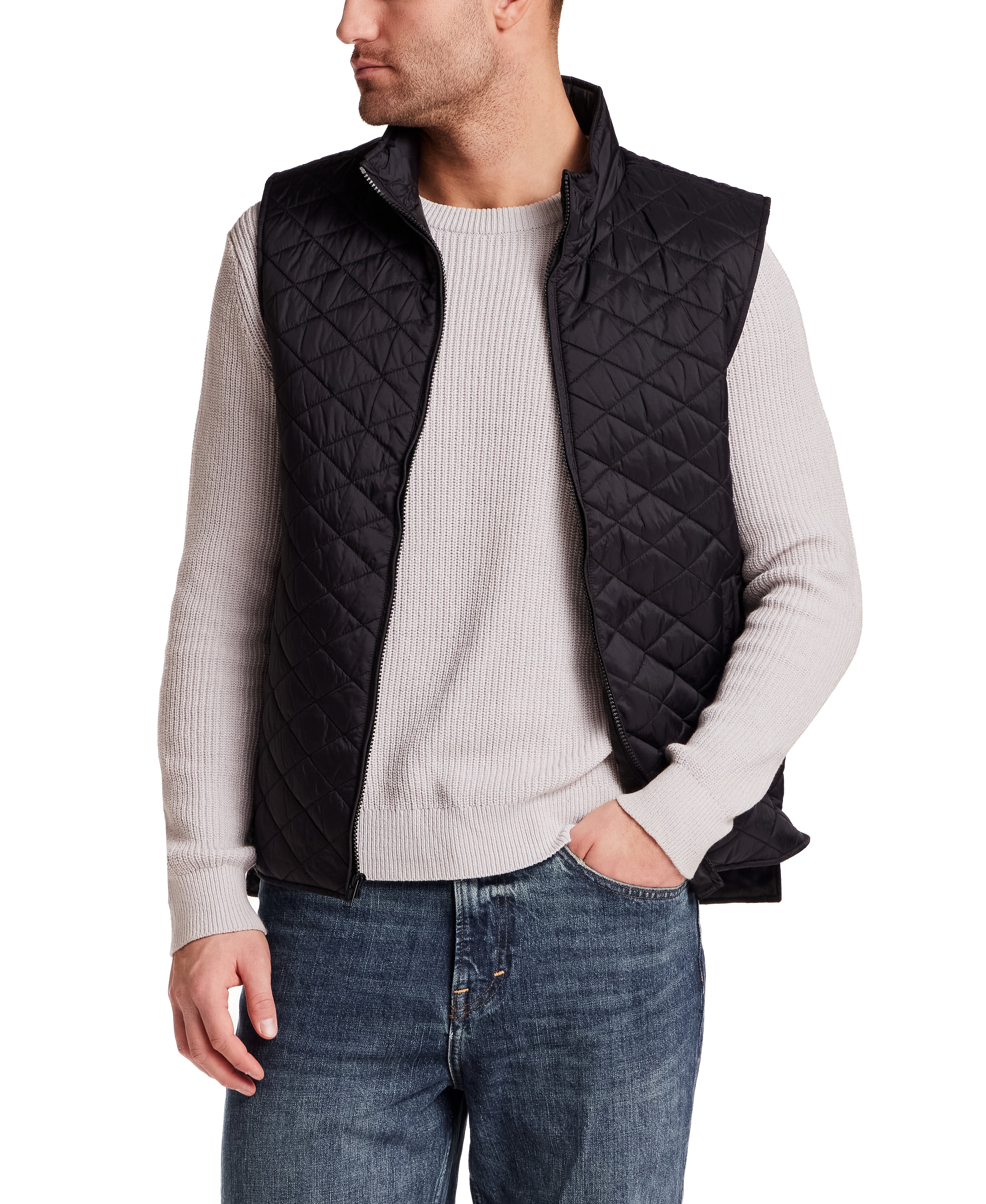Horizontal Diamond Quilted Vest in Black