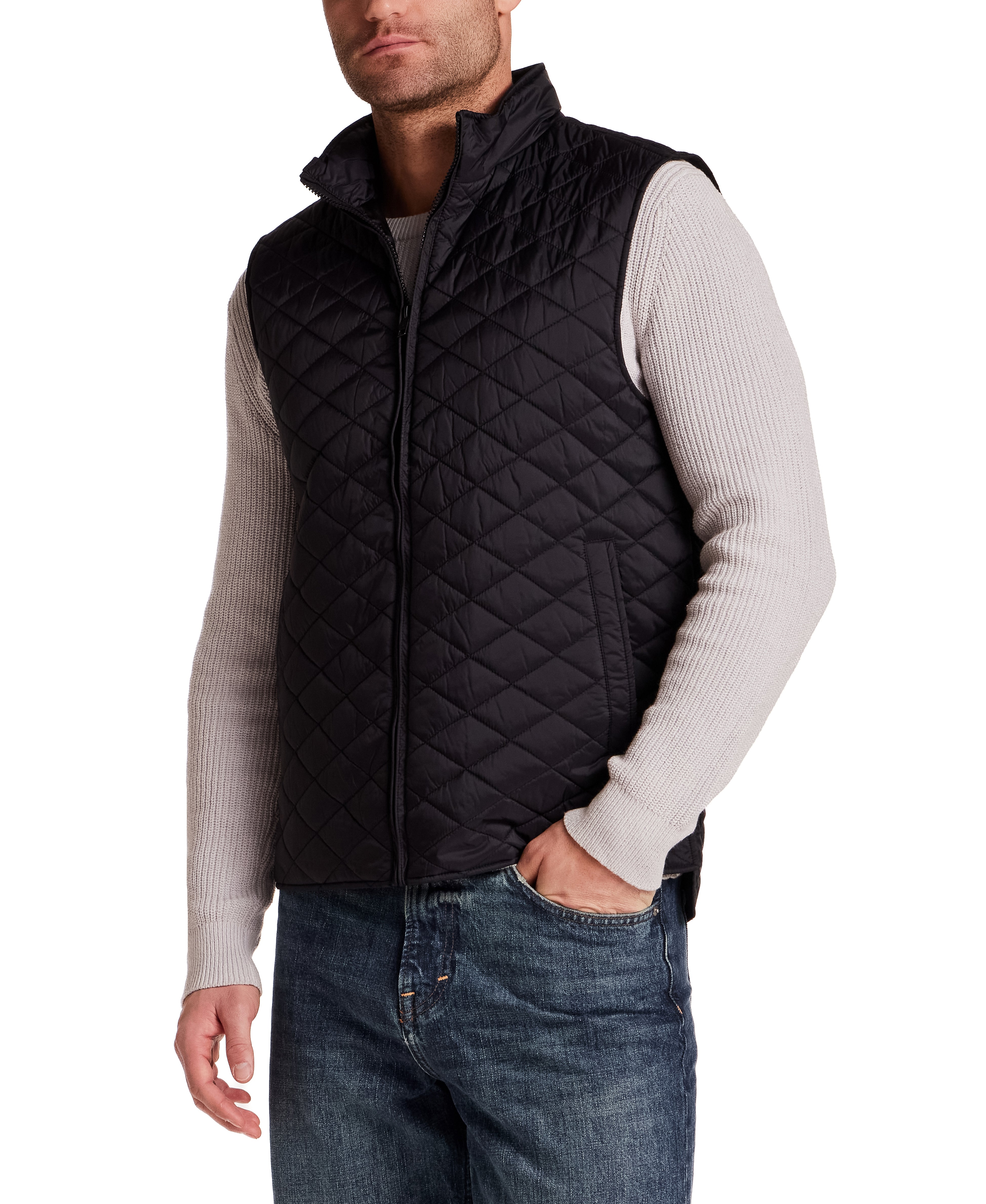 Horizontal Diamond Quilted Vest in Black