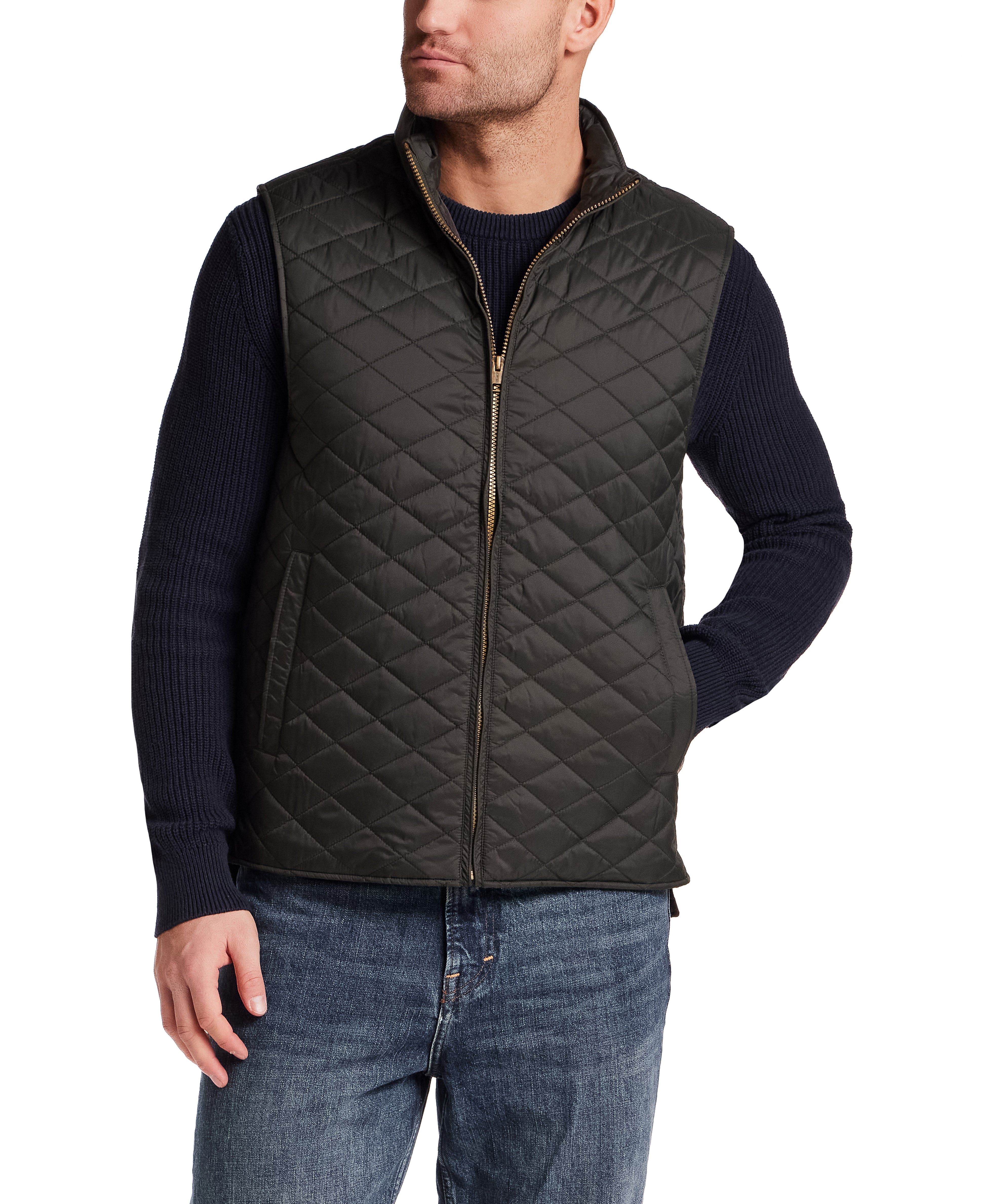 Horizontal Diamond Quilted Vest in Rosin