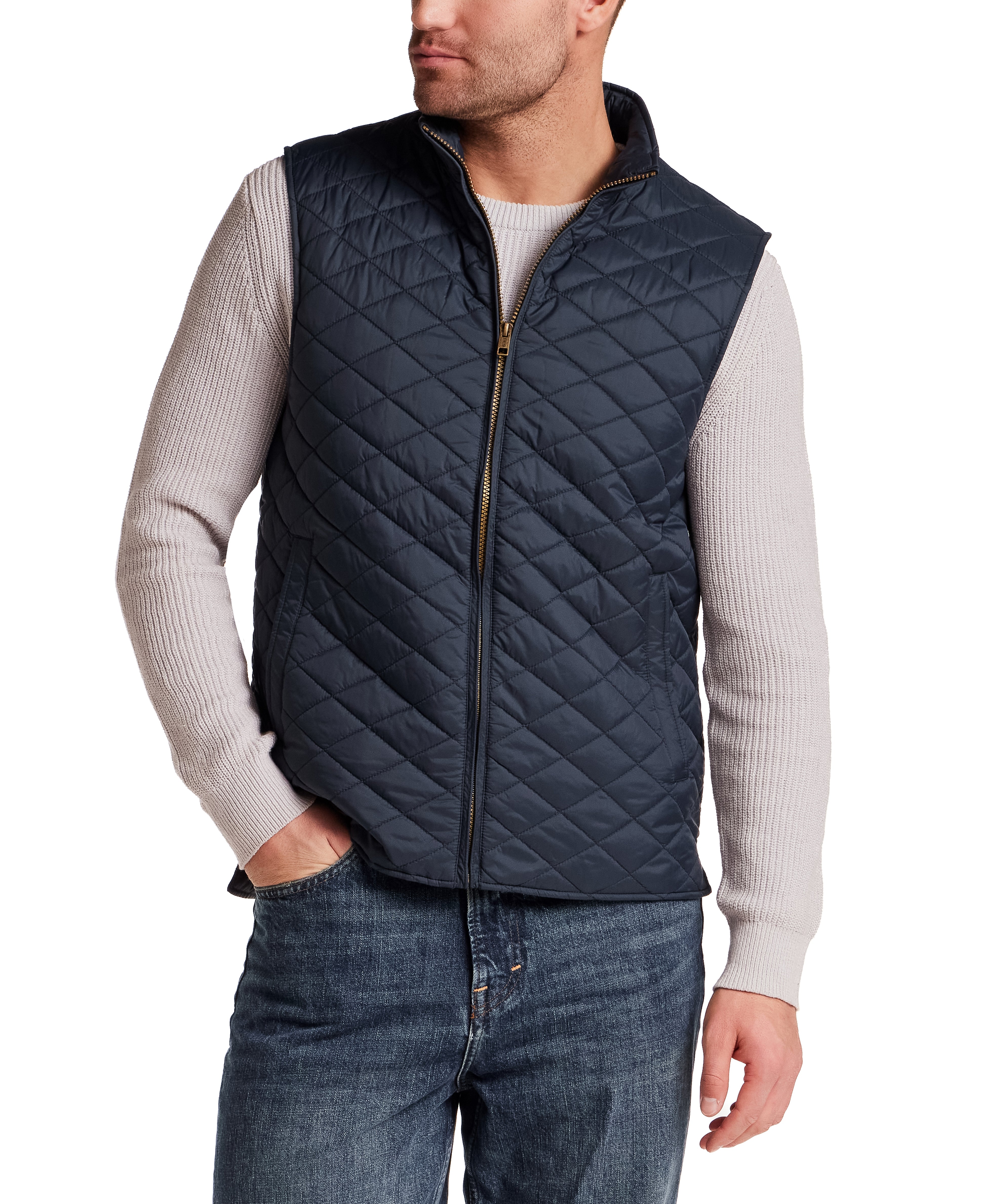 Horizontal Diamond Quilted Vest in Slate