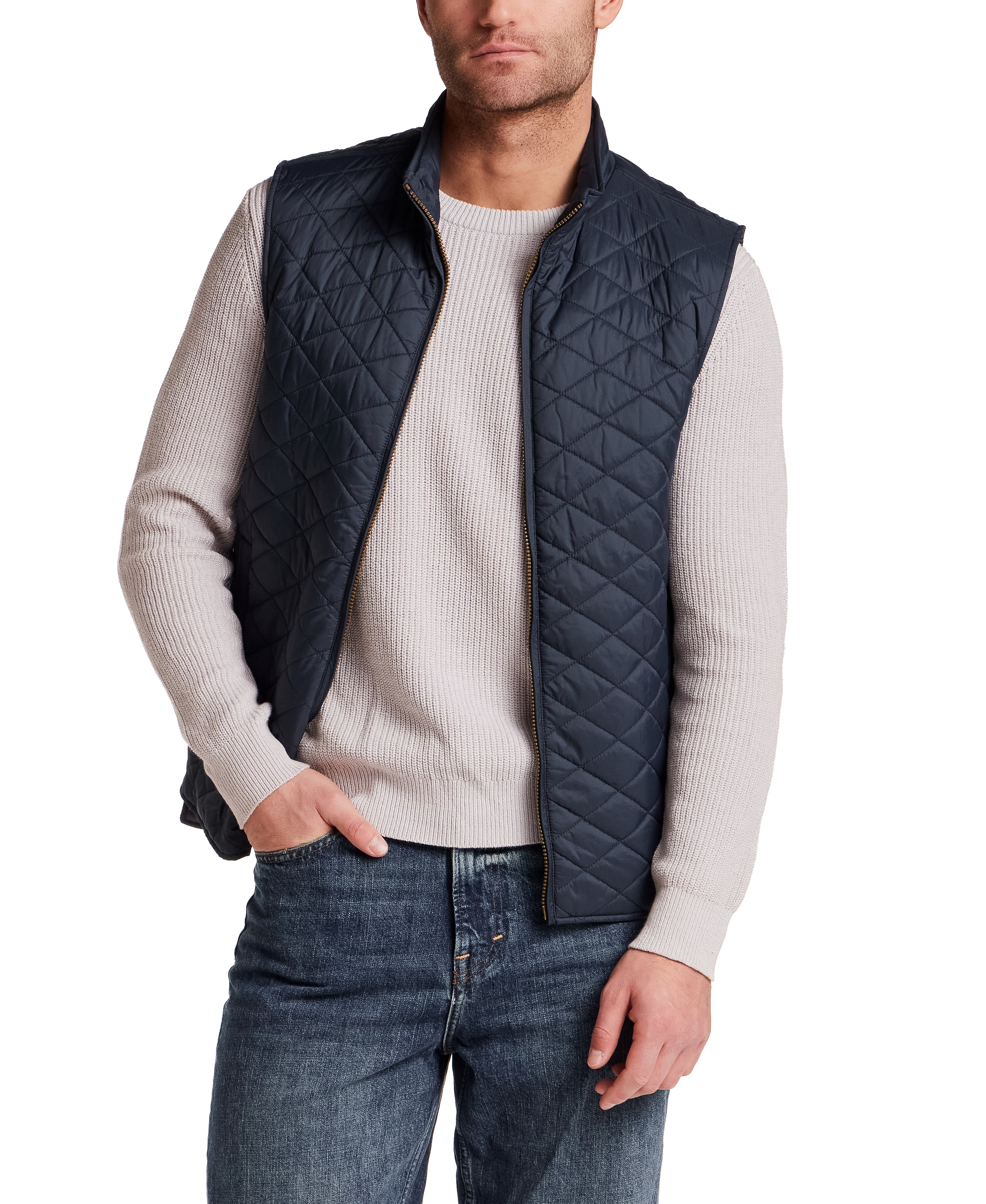 Horizontal Diamond Quilted Vest in Slate