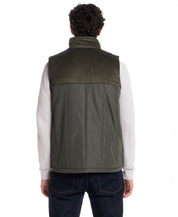 Sherpa Lined Mixed Media Puffer Vest in Kambaba Olive
