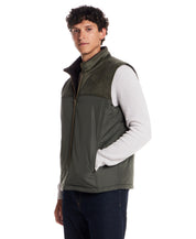 Sherpa Lined Mixed Media Puffer Vest in Kambaba Olive