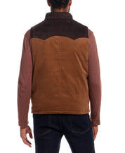 Western Cord and Suede Vest in Chocolate Torte