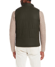Matte Coated Shell Puffer Vest in Kambaba Olive