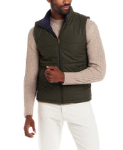 Matte Coated Shell Puffer Vest in Kambaba Olive