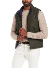 Matte Coated Shell Puffer Vest in Kambaba Olive