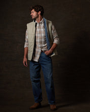 Matte Coated Shell Puffer Vest in Abbey Stone